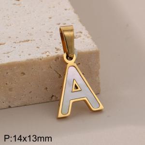 Stainless steel shell letter pendant A - KP115513-K