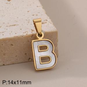 Stainless steel shell letter pendant B - KP115514-K