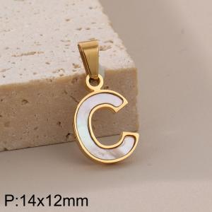 Stainless steel shell letter pendant C - KP115515-K