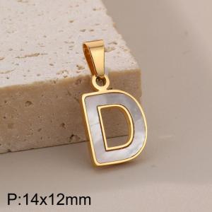 Stainless steel shell letter pendant D - KP115516-K