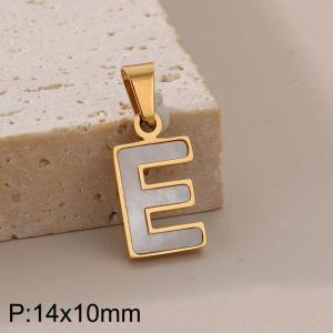 Stainless steel shell letter pendant E - KP115517-K