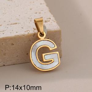 Stainless steel shell letter pendant G - KP115519-K