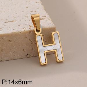 Stainless steel shell letter pendant H - KP115520-K