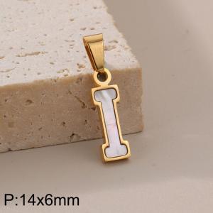 Stainless steel shell letter pendant I - KP115521-K