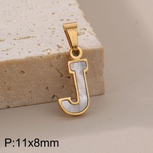 Stainless steel shell letter pendant J - KP115522-K