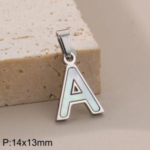 Stainless steel shell letter pendant A - KP115539-K