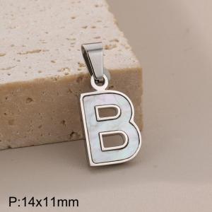 Stainless steel shell letter pendant B - KP115540-K