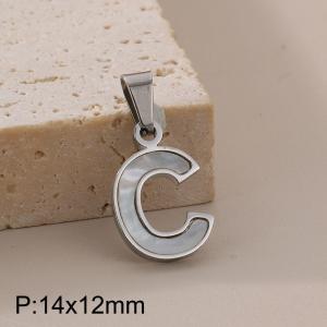 Stainless steel shell letter pendant C - KP115541-K