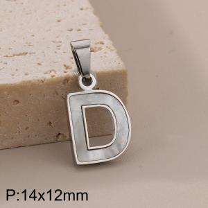 Stainless steel shell letter pendant D - KP115542-K