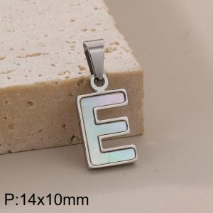 Stainless steel shell letter pendant E - KP115543-K