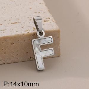 Stainless steel shell letter pendant F - KP115544-K