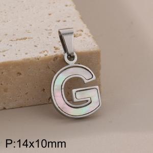 Stainless steel shell letter pendant G - KP115545-K