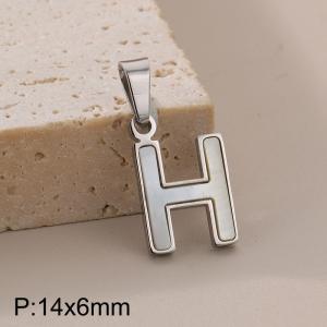 Stainless steel shell letter pendant H - KP115546-K