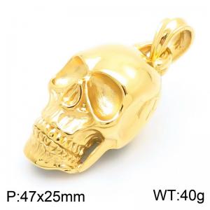 Gold-Plated Stainless Steel Skull Pendant - KP115574-KJX