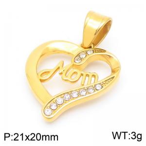 Stainless Steel Mom Love Heart Pendant Women's Gold Color Zirconia Trendy Jewelry - KP116041-MZOZ