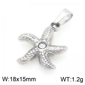 Fashionable ocean style stainless steel diamond studded starfish pendant - KP116696-Z
