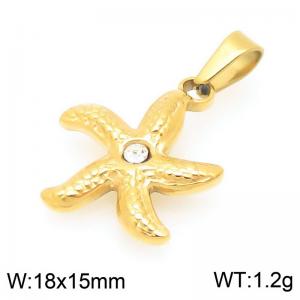 Fashionable ocean style stainless steel diamond studded starfish pendant - KP116697-Z