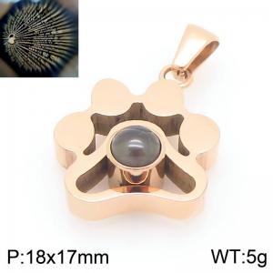 Stainless steel dog footprint rose gold pendant creative projection 100 languages I love you dog footprint pendant - KP117009-KLA