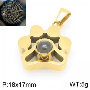 Stainless steel dog footprint gold pendant creative projection 100 languages I love you dog footprint pendant - KP117010-KLA