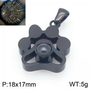 Stainless steel dog footprint black pendant creative projection 100 languages I love you dog footprint pendant - KP117011-KLA