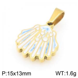 Gold-Plated Stainless Steel&Rhinestones Shell Pendant - KP117112-Z