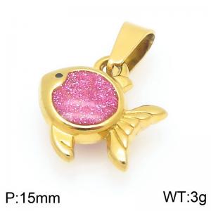 Gold-Plated Stainless Steel Pink Fish Pendant - KP117124-Z