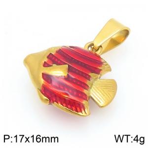 Gold-Plated Stainless Steel Red Fish Pendant - KP117126-Z