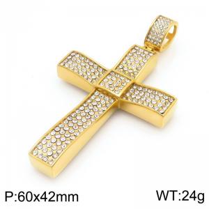 Stainless steel cast cross with full diamond hip-hop style pendant - KP117641-MZOZ