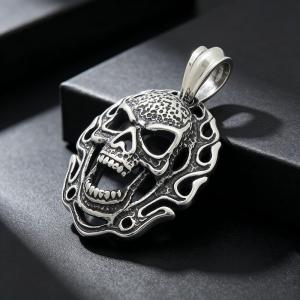 Men's Stainless Steel Cast Skull Pendant Punk Style Jewelry - KP118158-KJX