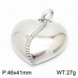 Silver Color Stainless Steel Shiny Love Heart Pendant - KP119850-ZC