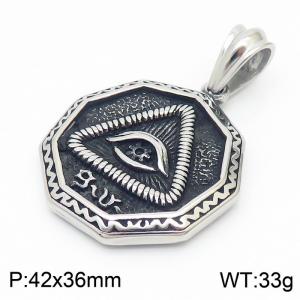 Vintage Stainless Steel Evil Eye Pendant Necklace For Men Fashion Personality Triangular Jewelry - KP119900-KJX