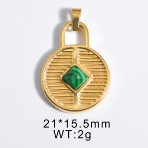 Fashion French style gold plated inlaid stainless steel round copper coin pendant - KP119958-WGYC