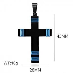 Fashion stainless steel cross creative trend jewelry black&blue dual color pendant - KP120029-WGAS