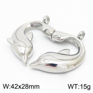 Detachable Magnetic Stainless Steel Paired Dolphins Pendant - KP120082-Z