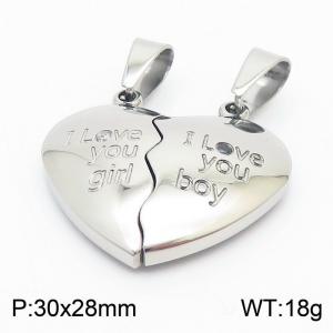 Detachable Magnetic Stainless Steel Whole Love Heart Pendant - KP120083-Z