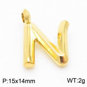 Stainless steel electroplated gold fashionable personalized letter N pendant pendant - KP120154-Z
