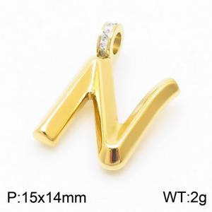 15x14mm Zirconia Balloon N Alphabet Charm Stainless Steel 304 Gold Color for Men and Womon - KP120232-Z