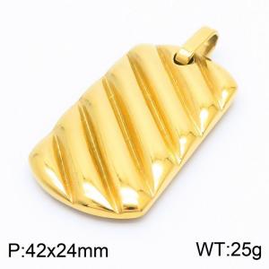 Unisex Gold-Plated Stainless Steel Striped Tag Pendant - KP130368-KJX