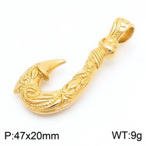 Fashionable and personalized stainless steel creative pattern fish hook men's gold pendant - KP130378-MZOZ