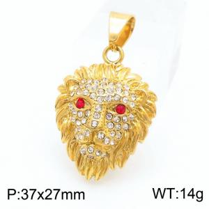 European and American fashion stainless steel creative red eye lion inlaid diamond charm gold pendant - KP130383-MZOZ