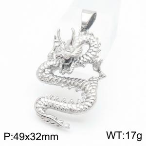 European and American fashion stainless steel animal domineering dragon god silver pendant - KP130387-MZOZ