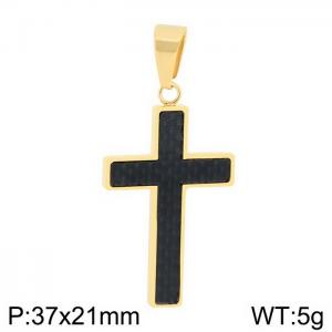 European and American fashion stainless steel creative 21mm black drip glue cross charm gold pendant - KP130394-HR
