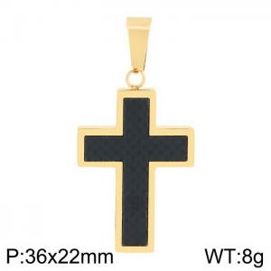 European and American fashion stainless steel creative 22mm black drip glue cross charm gold pendant - KP130395-HR