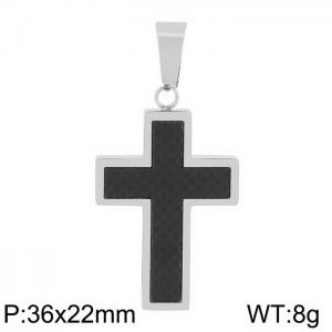 European and American fashion stainless steel creative 22mm black drip glue cross charm silver pendant - KP130396-HR