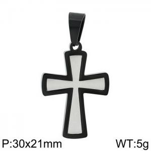 European and American fashion stainless steel creative cross geometric cross charm black&silver pendant - KP130401-HR