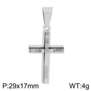 European and American fashion stainless steel creative double-layer cross charm silver pendant - KP130406-HR