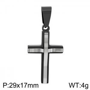 European and American fashion stainless steel creative double-layer cross charm black&silver pendant - KP130407-HR