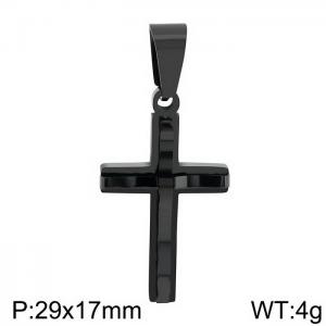 European and American fashion stainless steel creative double-layer cross charm black pendant - KP130410-HR