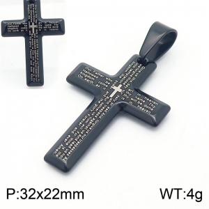 32x22mm Prayer Scripture Cross Pendant Men Stainless Steel Black Color - KP130458-HR