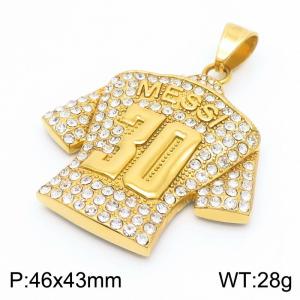 Men Jewelry Gift Stainless Steel Sportsman Messi Jersey 30 Pendant Number Football Crystal Pendant - KP130466-MZOZ
